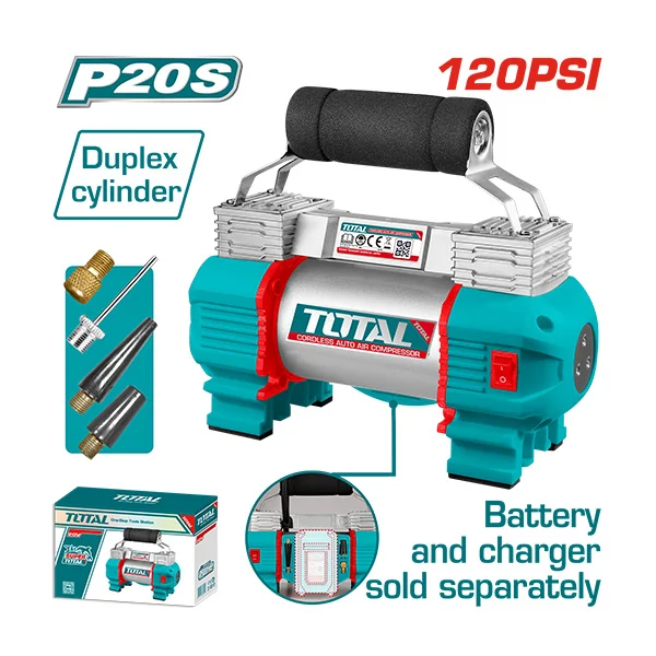 БАТЕРИСКИ КОМПРЕСОР ЗА ГУМИ 120PSI 20V СОЛО БЕЗ БАТЕРИИ TOTAL TACLI2026